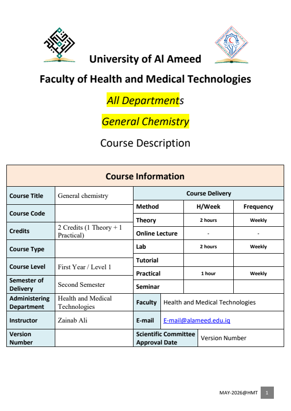 General Chemistry Term 1